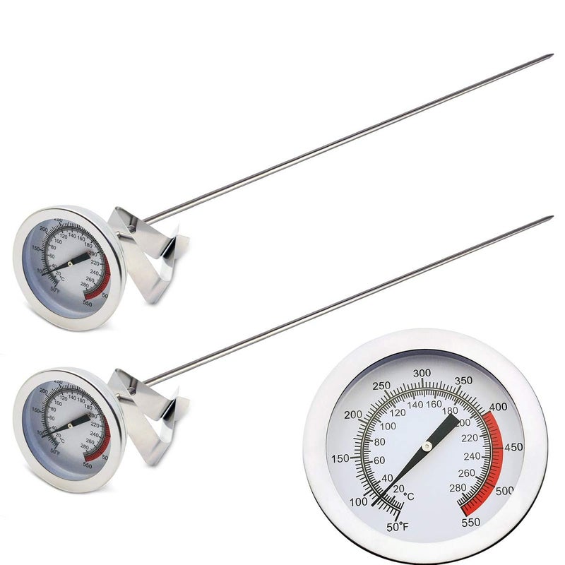Efeng 15â€œ turkey fryer thermometer with pot clip (2 Pack), 2" dial candy thermometer with stainless steel clip,oil thermometerr for frying,turkey thermometor deep fryer for cooking tall pots,beef,meat - Image 1